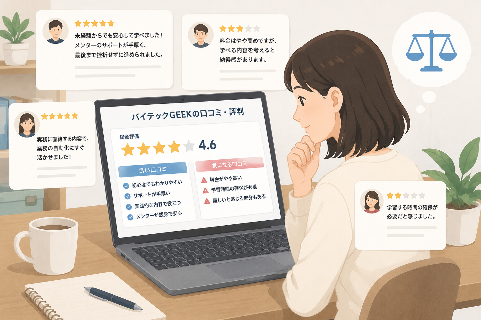 バイテックGEEKの口コミ・評判で確認したいポイントのイメージ